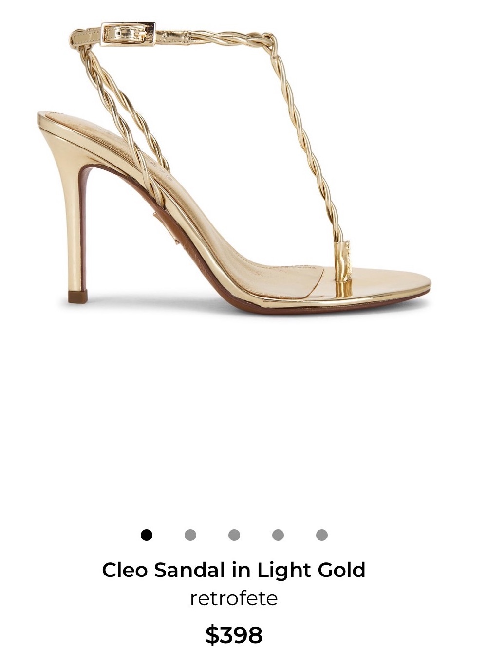 Retrofête Cleo Sandal Light Gold Metallic Heels Size 39